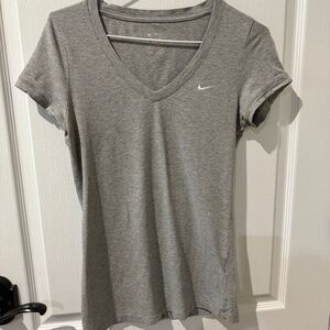 Nike Gray Dri-Fit Vneck Tee Shirt Top